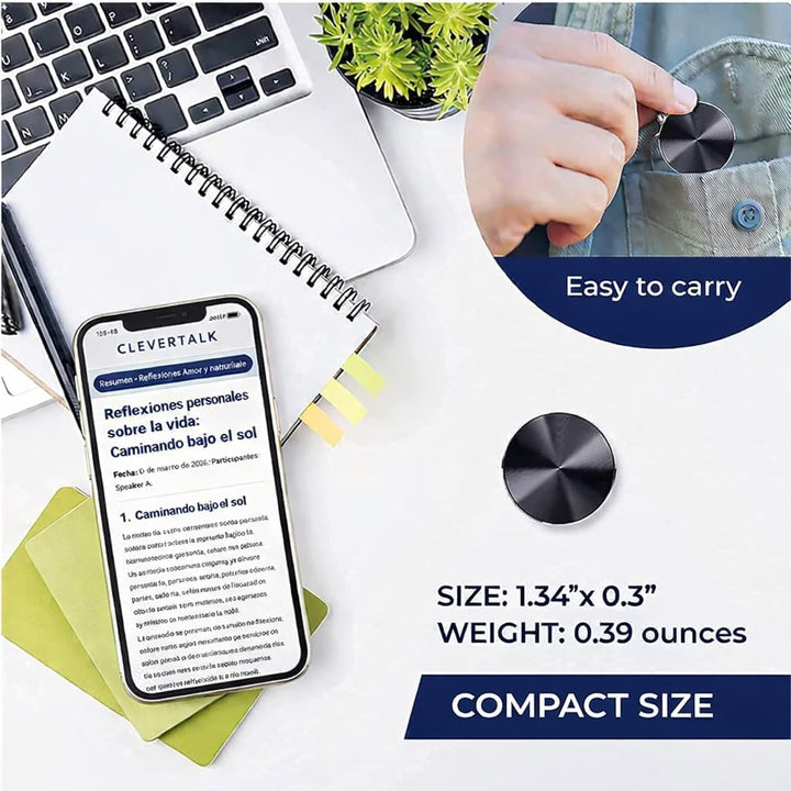 CleverTalk Q37 KI-Sprachrekorder | Sprachaktiviert | Mobile App, Mac & Windows + EU Cloud DSGVO | 64