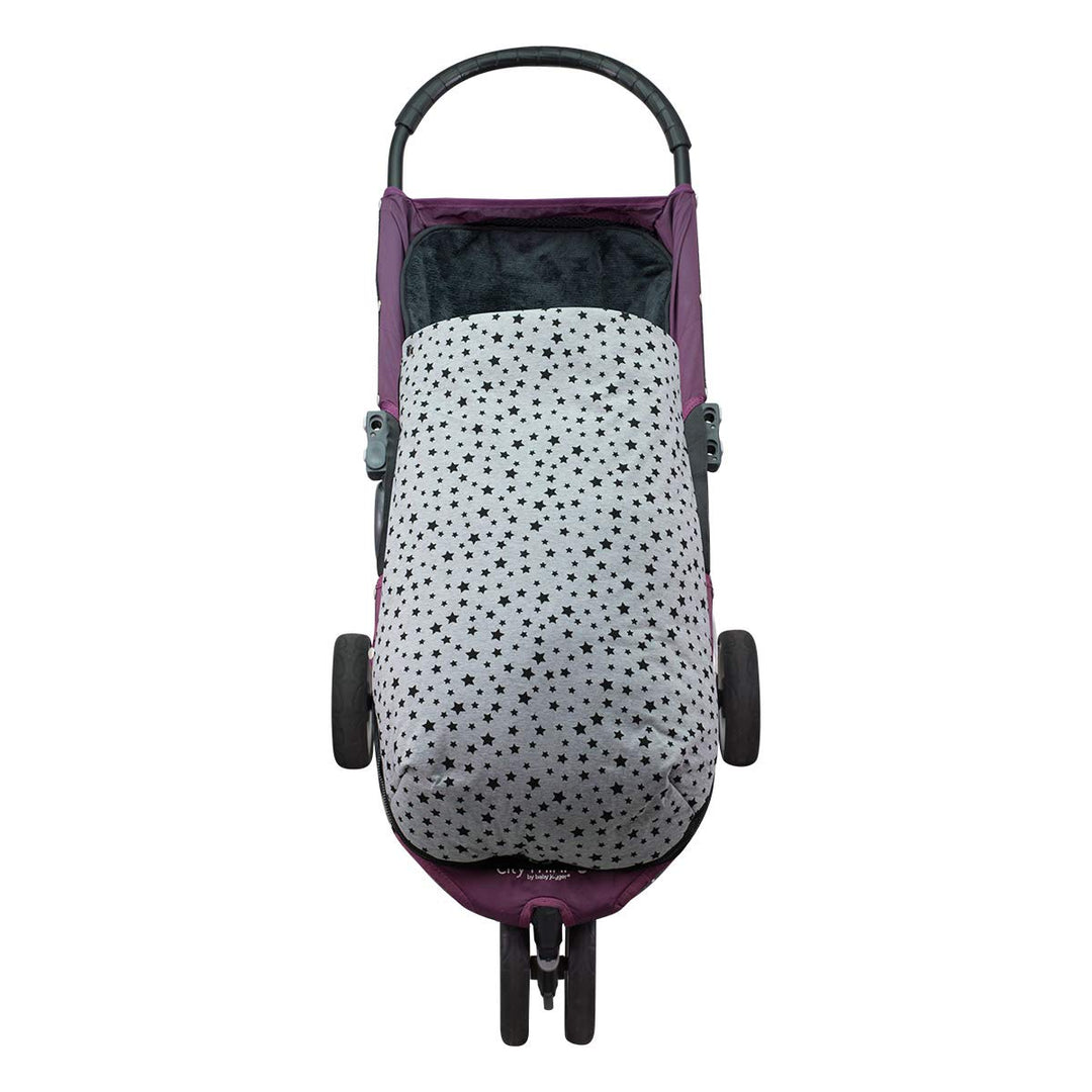 JYOKO Kids Fusssack für Kinderwagen kompatibel mit Baby Jogger City Mini (Fleece, Black Star), FLEEC