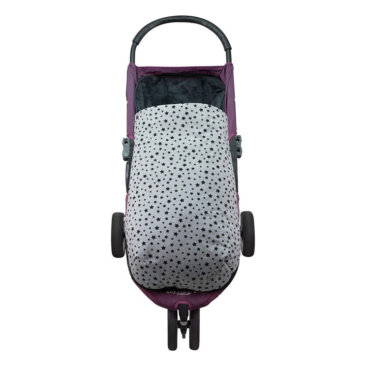 JYOKO Kids Fusssack für Kinderwagen kompatibel mit Baby Jogger City Mini (Fleece, Black Star), FLEEC