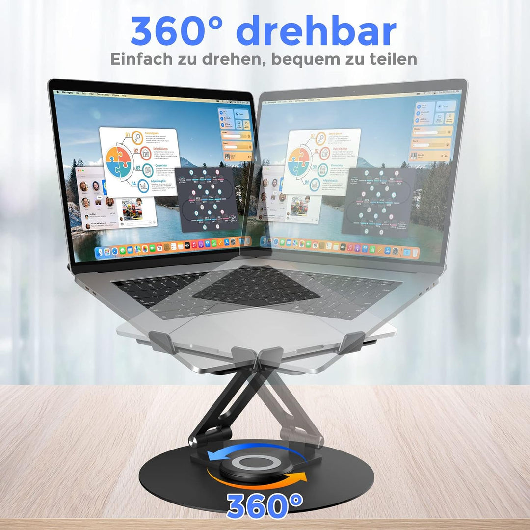 Epherie Laptop Ständer mit 360° drehbarem rundem Basis, Höhenverstellbarer ergonomischer Laptopständ