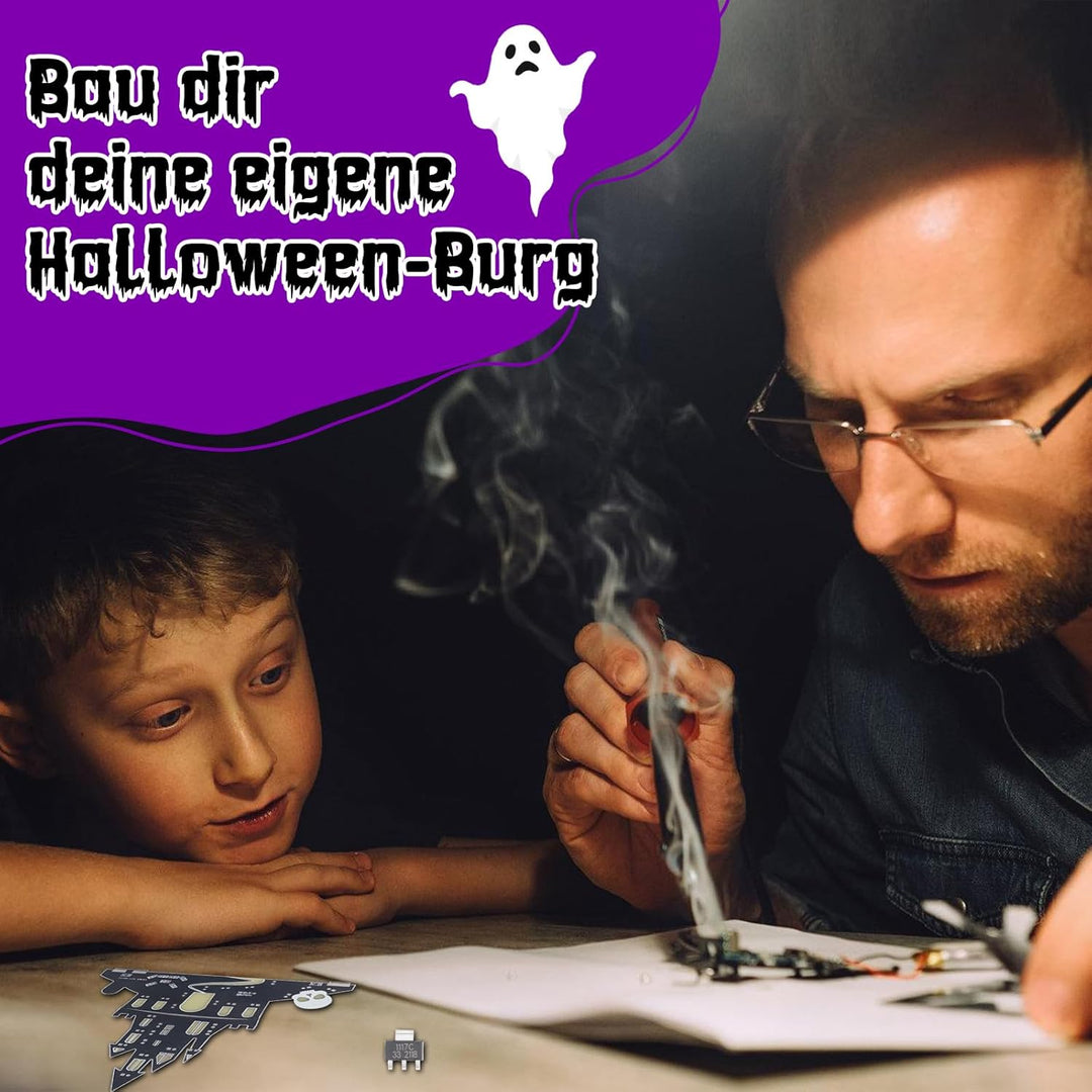 PEMENOL Halloween Burg Löt bausatz Musik Kürbis Skelett Leuchte Elektronik Bausatz mit Atmende LED L