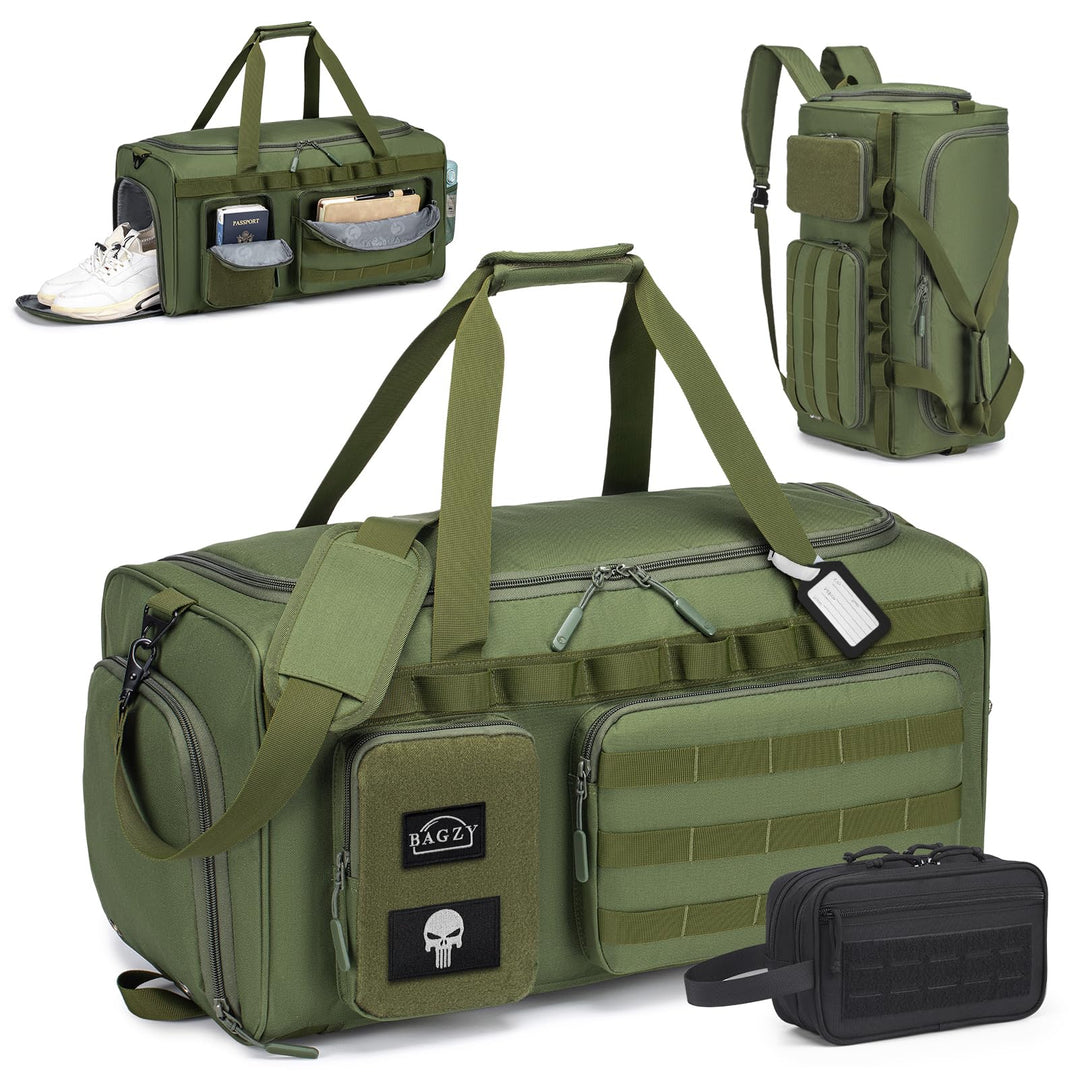 BAGZY 3 In 1 Sporttasche Herren Gross Taktischer Reisetasche 55L Mit Schuhfach Wasserdicht Arbeitsta