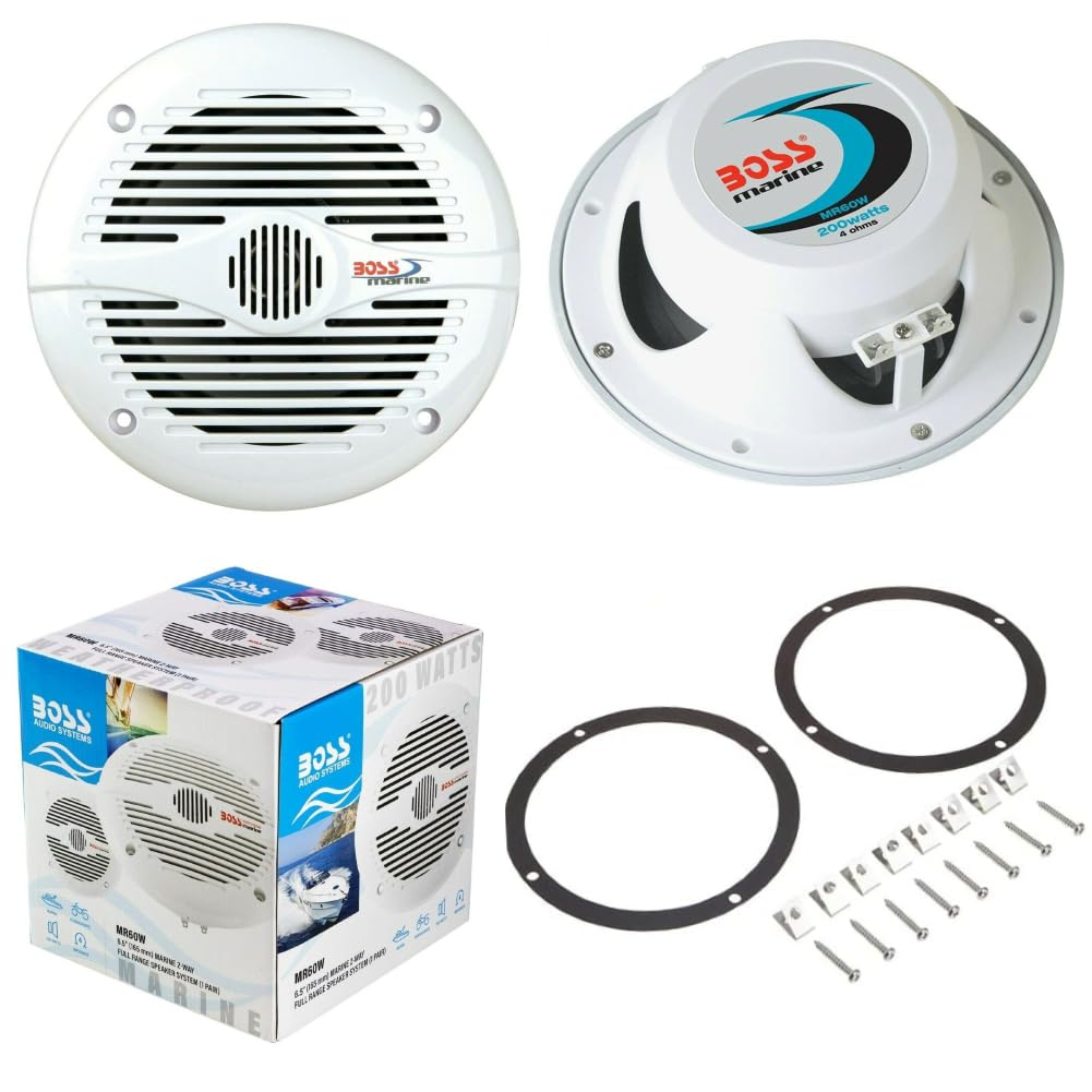 KIT SET FÜR BOSS AUDIO SYSTEMS MR60W 2 2-Wege-Marinelautsprecher 6,5 Zoll, 16,5 cm, 165 mm, 100 Watt