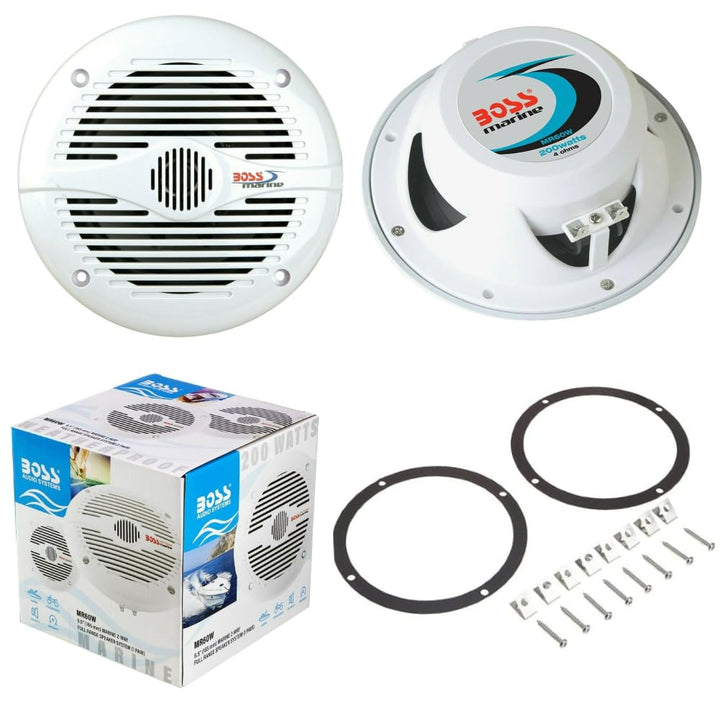 KIT SET FÜR BOSS AUDIO SYSTEMS MR60W 2 2-Wege-Marinelautsprecher 6,5 Zoll, 16,5 cm, 165 mm, 100 Watt