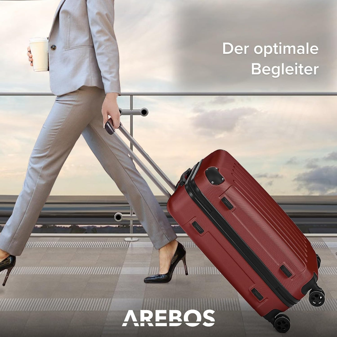 Arebos Reisekoffer 3er Set I ABS-Hartschale I Trolley Kofferset I Teleskopgriff I Inkl. Reissverschl