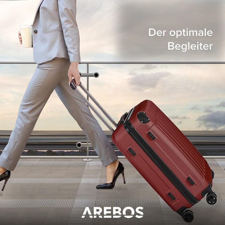Arebos Reisekoffer 3er Set I ABS-Hartschale I Trolley Kofferset I Teleskopgriff I Inkl. Reissverschl