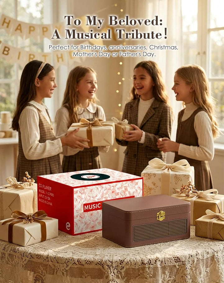 Tragbar CD Player Bluetooth Retro Radio mit CD-Player mit Lautsprecher Unterstützung USB & AUX-Wiede