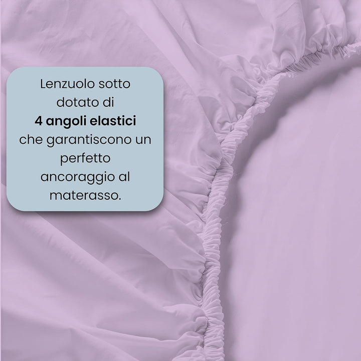 Italian Bed Linen Bettwäsche-Set aus 100% Baumwolle, naturfarben, Pflaume/Lila, Einzelbett Einzelbet