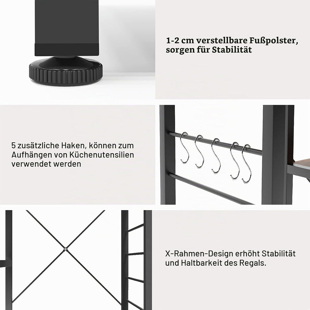 soges Bäckerregale Küchenregal Standregal Mikrowellenhalter Bäcker Regal Haushaltsregal mit 3 Ablage
