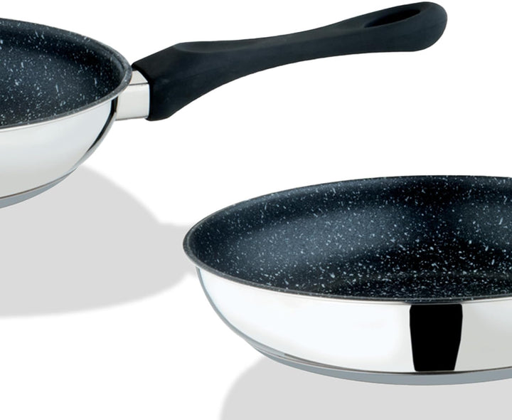 MEPRA, Glamour Stone Antihaft-Bratpfanne, 24 cm, Edelstahl-Finish 24 CM Skillet Schwarz, 24 CM Skill