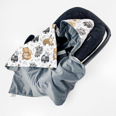 BABEES Einschlagdecke für Babyschale Autositz FRÜHLING Sommer, Universal, Velvet Baby Decke mit Klet