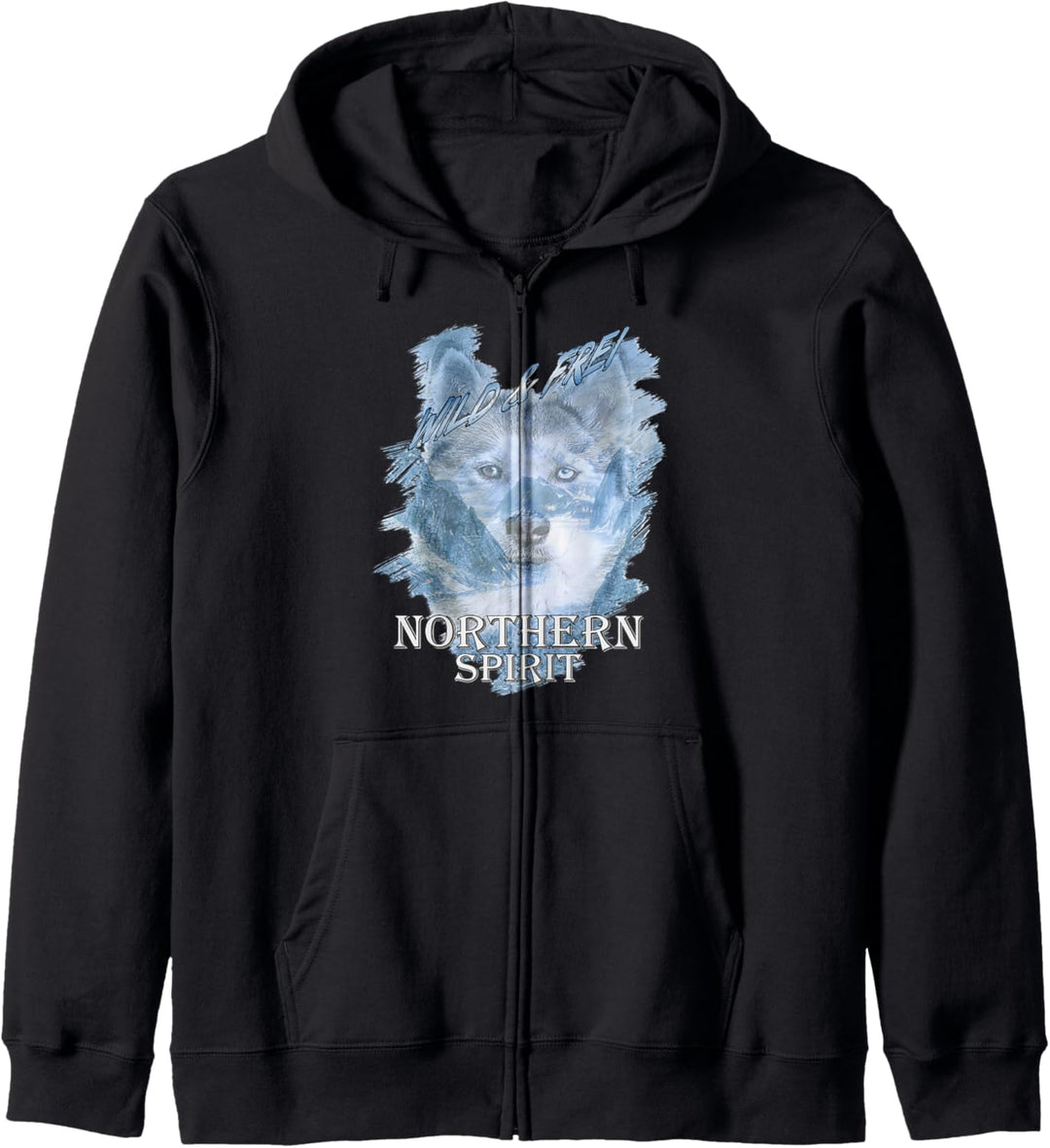 Husky Wild und Frei Northern Spirit Sleddog Hund Kapuzenjacke
