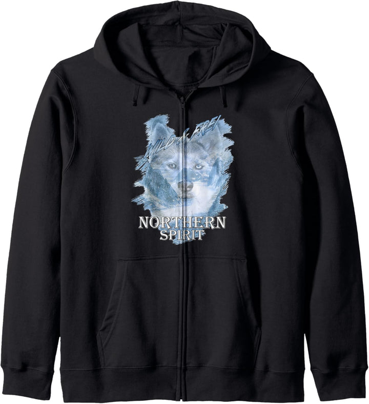 Husky Wild und Frei Northern Spirit Sleddog Hund Kapuzenjacke