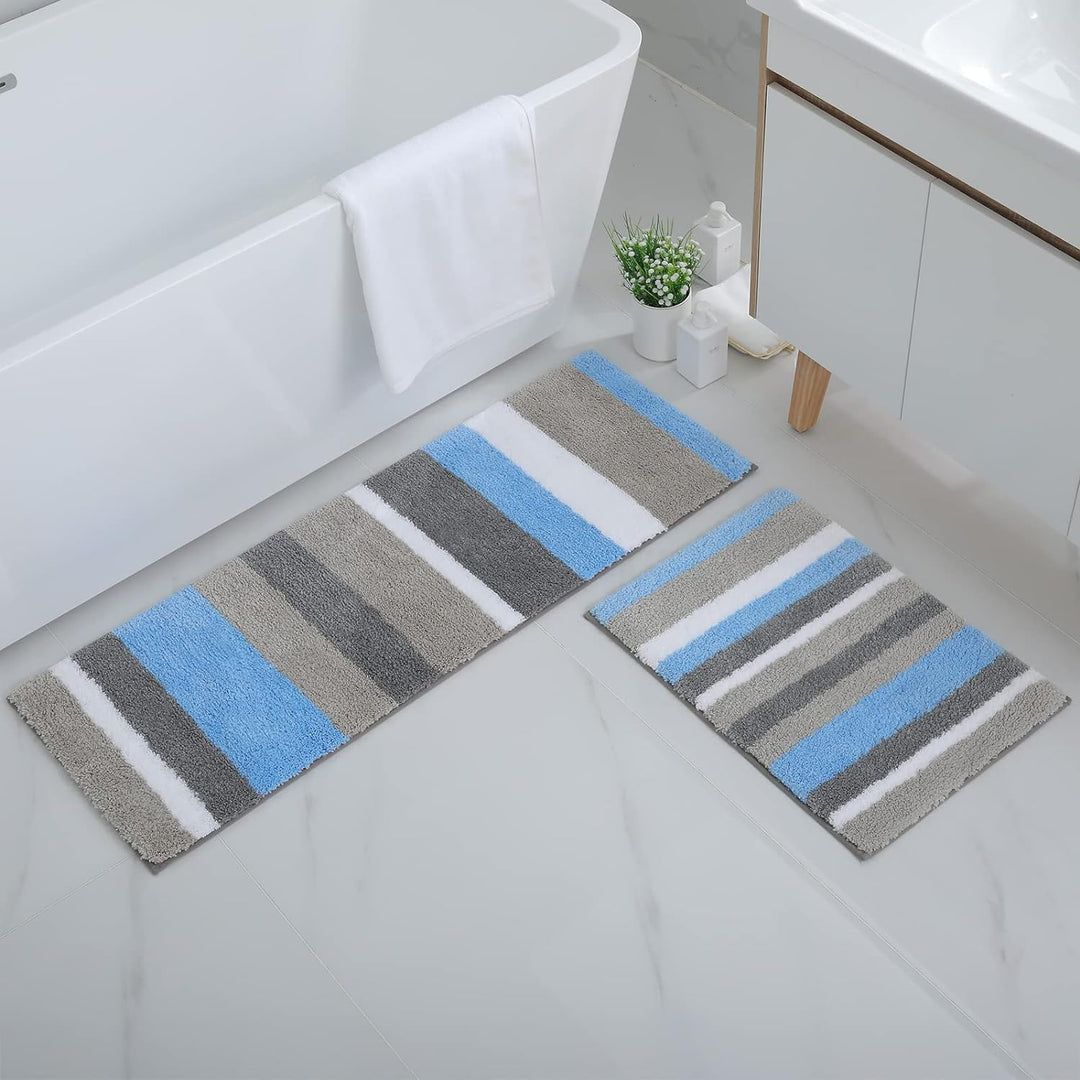Homaxy rutschfest Badematten Set 2 teilig Mikrofaser Saugfähige Badteppich Set Weich Hochflor Badvor