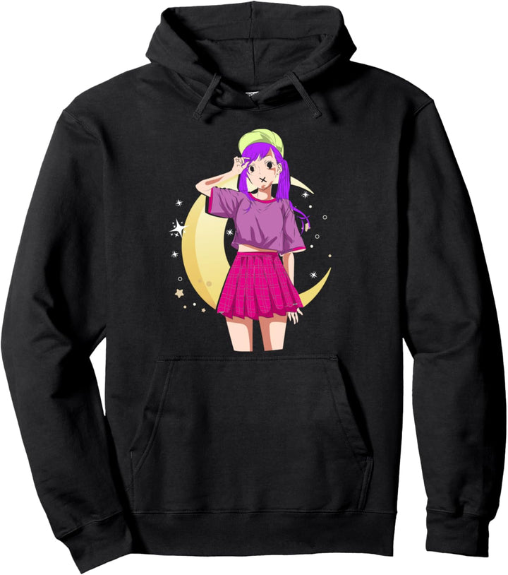 Japanisches Emo Mädchen Mond Otaku Kawaii Pastel Goth Pullover Hoodie
