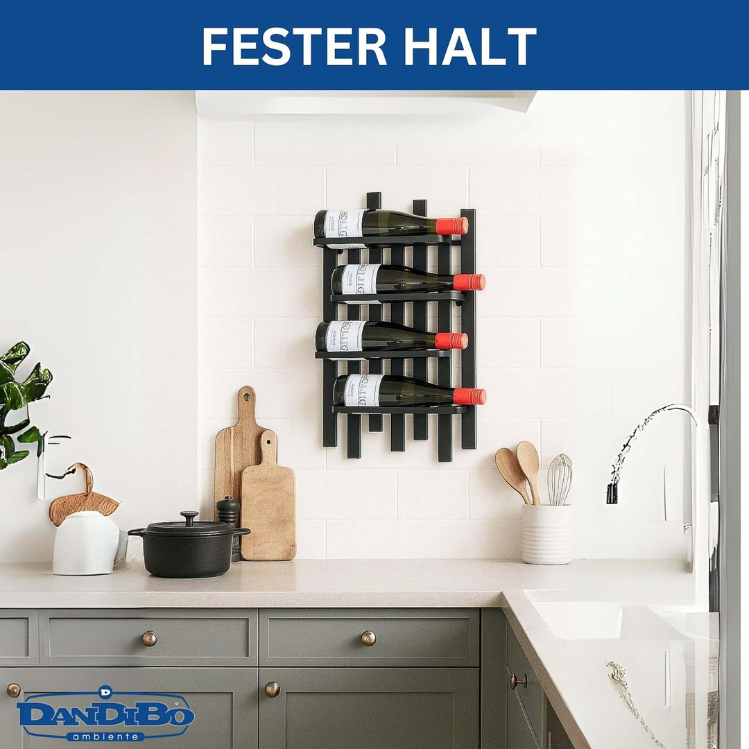 DanDiBo Weinregal Wand Metall Schwarz Modern 96691 Flaschenregal Schmal Wandmontage Wine Rack Weinfl