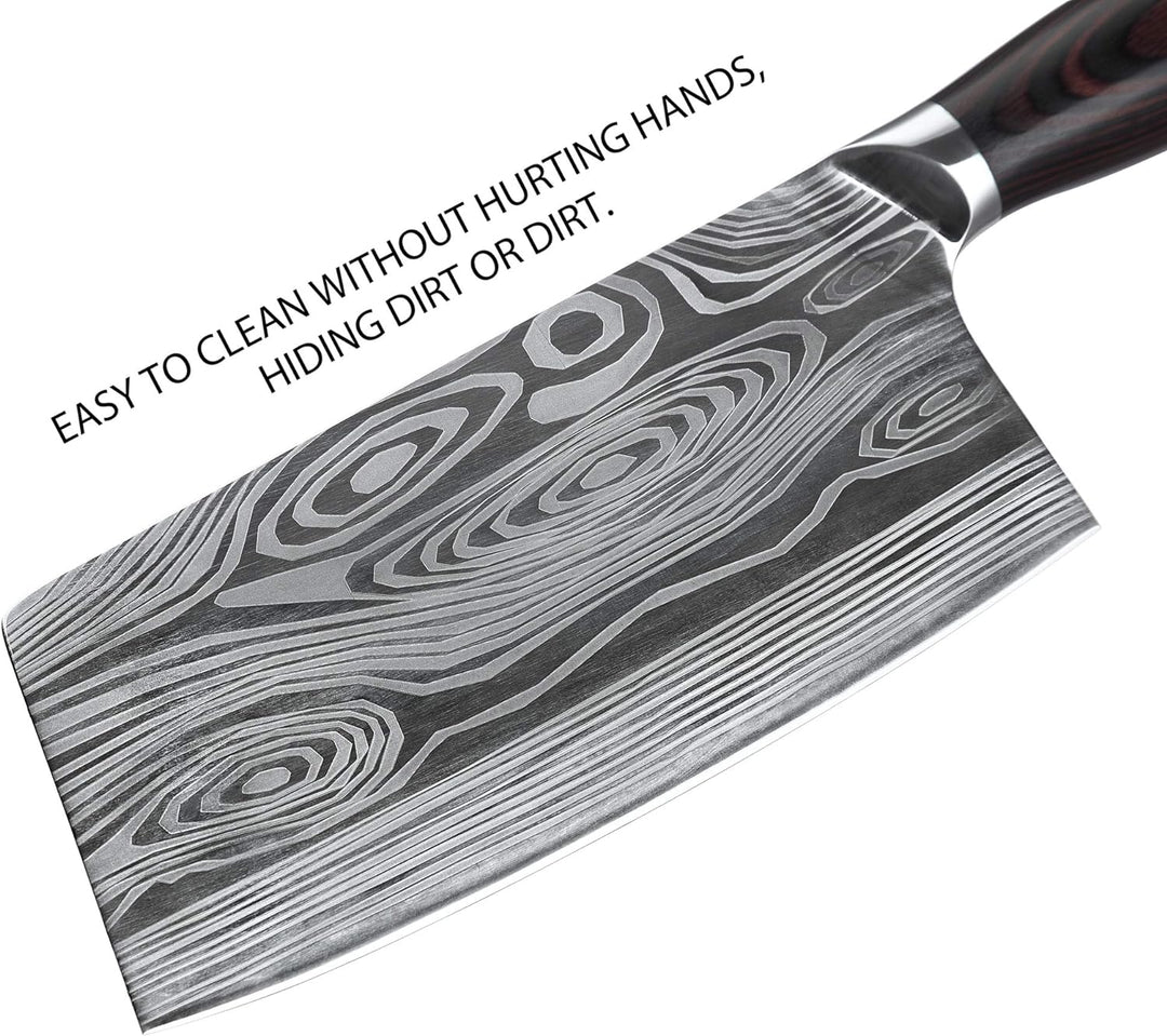 Theexecva Hackmesser Fleischerbeil 7 Zoll Deutsch Hochgekohlter Edelstahl Hackbeil Messer, professio