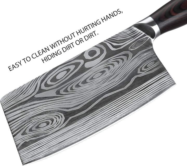 Theexecva Hackmesser Fleischerbeil 7 Zoll Deutsch Hochgekohlter Edelstahl Hackbeil Messer, professio