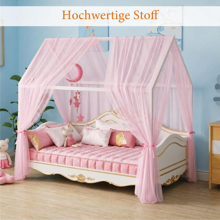 2 Stück Hausbett Himmel Set, Betthimmel für Hausbett Deko, Bett Vorhang für Mädchen und Jungen im Ki