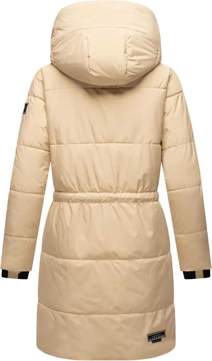 Navahoo Damen Wintermantel kurzer Steppmantel mit Kapuze Zuckertatze XIV XS-XXL L Beige, L Beige