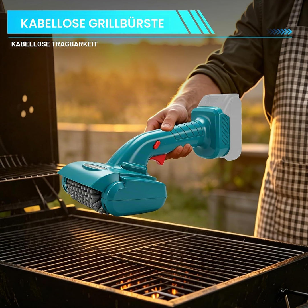 Roadtime Schnurlose Elektrisch Grillbürste für Makita 18 V(ohne Akku),Grillreinigungsbürste mit 360°