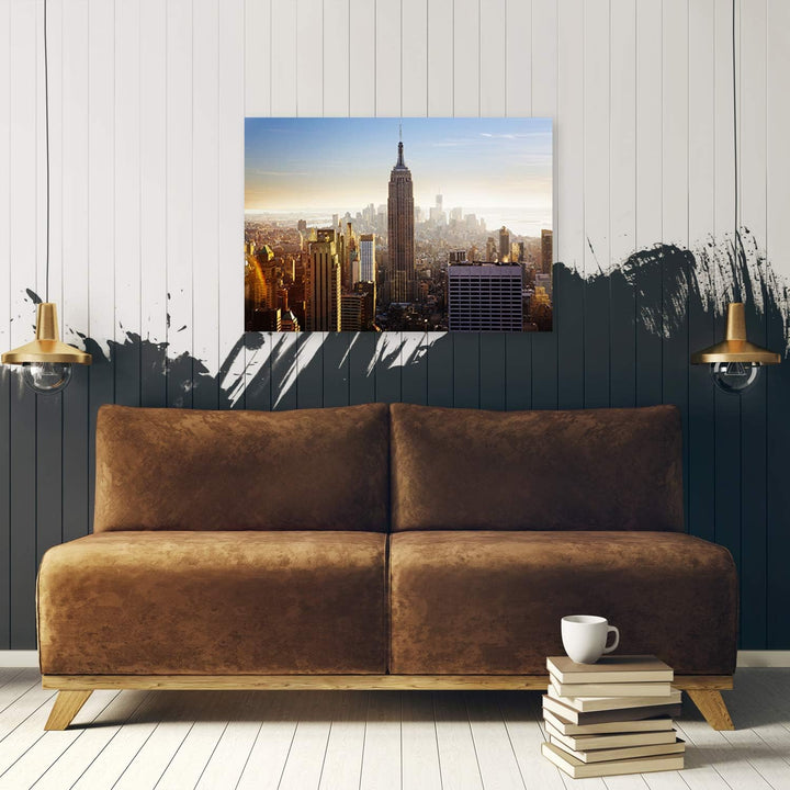 Wandbild Empire State Building Modern Deko Kunst Bilder Braun 90x60 cm Deko Paneel 90x60 cm Braun_b,