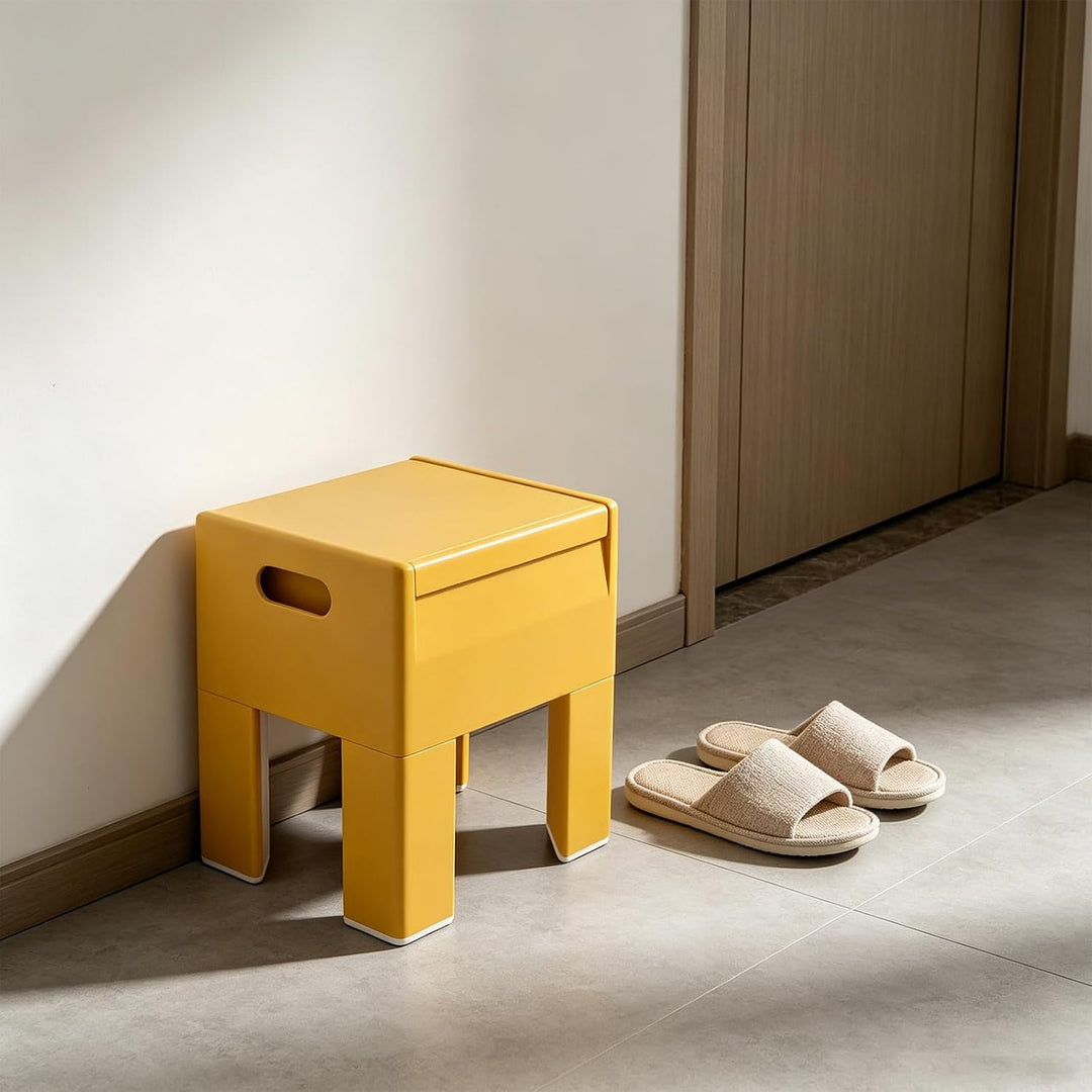 Schuhbank 40cm Gold Weizen ABS Sitzbank mit Staufach modern | ABS rechteckig Flip-up Öffnung freiste