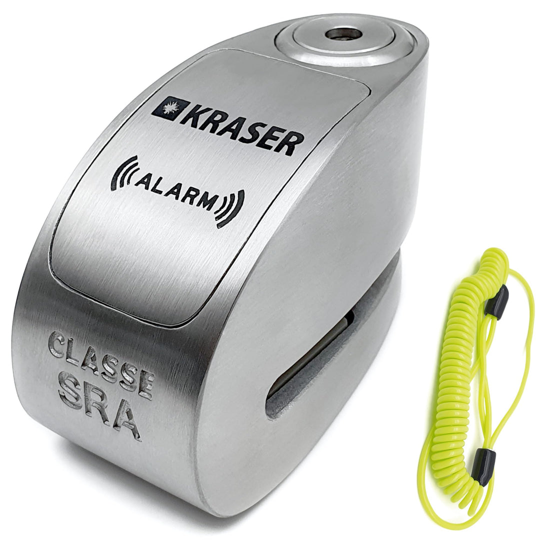 KRASER KR10S Motorrad Alarm Vorhängeschloss, 120dB Double Lock Anti-Diebstahl Bike Disc Clip mit War