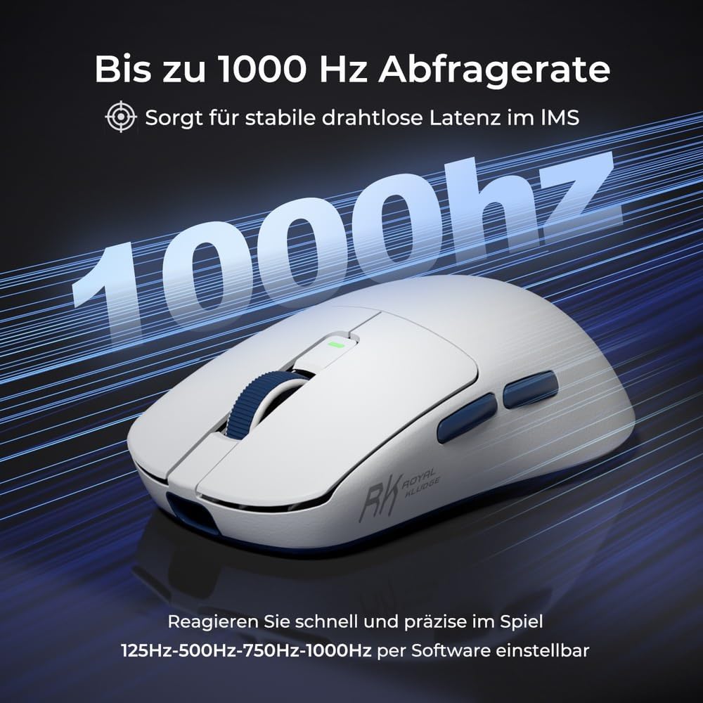 RK ROYAL KLUDGE M30 Gaming Maus Kabellos, 12000 DPI PixArt PAW3311 Sensor, 41g Ultralight Wireless M