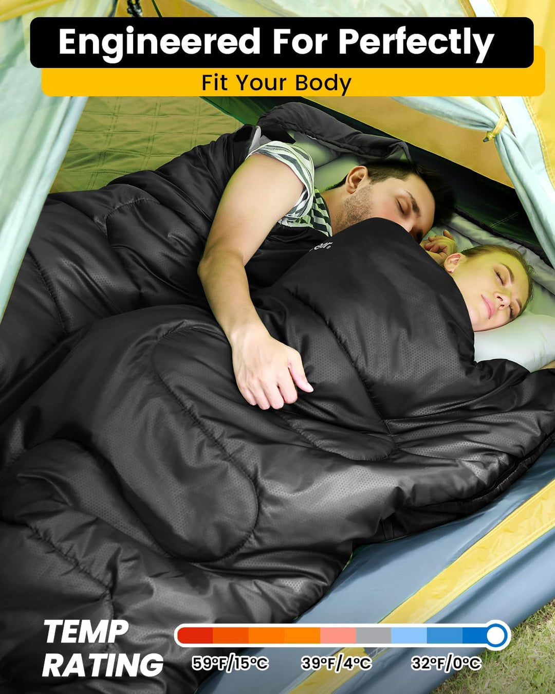 Schlafsack Outdoor: Sportneer Schlafsäcke 2 Personen Doppelschlafsack 220x150cm, 3.5kg mit 2 Kissen,