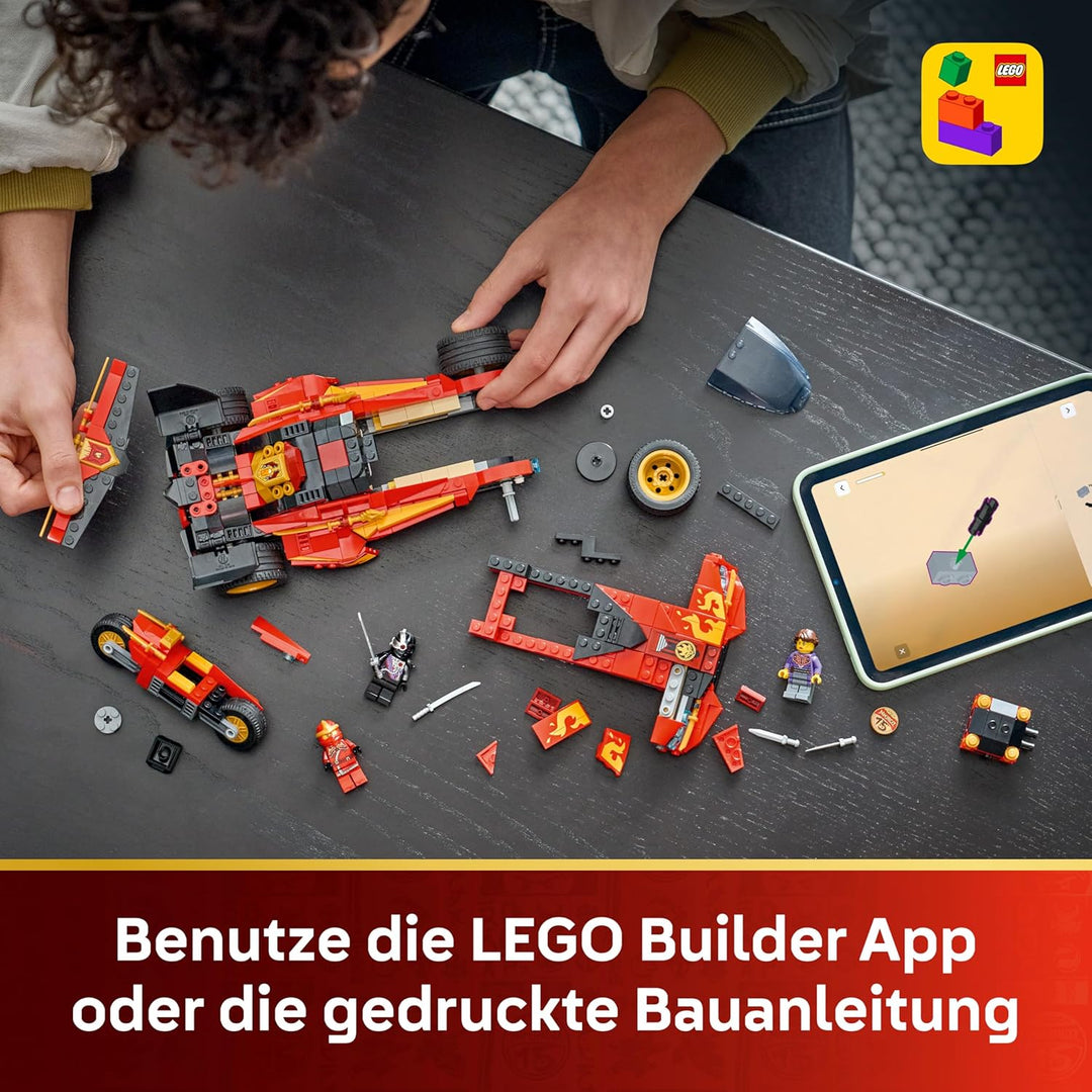 LEGO NINJAGO 15-jähriges Jubiläum: X-1 Ninja Supercar - Rennwagen Modellbau mit Motorrad und 3 Minif