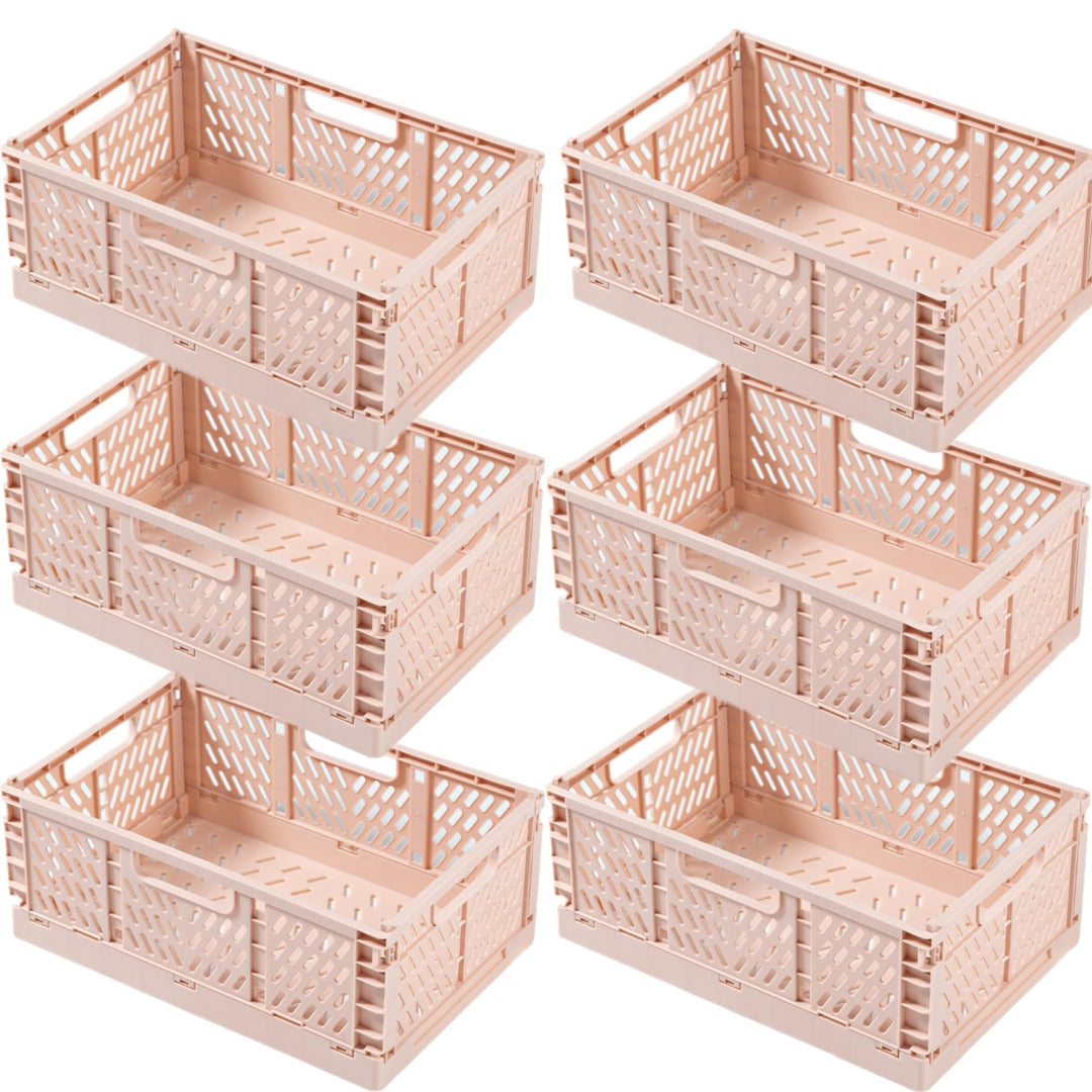 6 Pink Stück Klappbox 43×29×17cm,Klappkiste Körbe Aufbewahrung Zusammenklappbarer Tragbar Aufbewahru