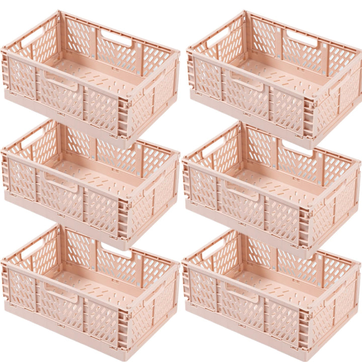 6 Pink Stück Klappbox 43×29×17cm,Klappkiste Körbe Aufbewahrung Zusammenklappbarer Tragbar Aufbewahru