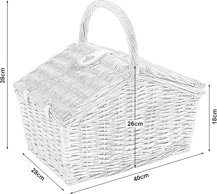 casa.pro Picknickkorb für 2 Personen Bucchianico Komplettset Weide Flechtkorb Picknick Set Geschirr