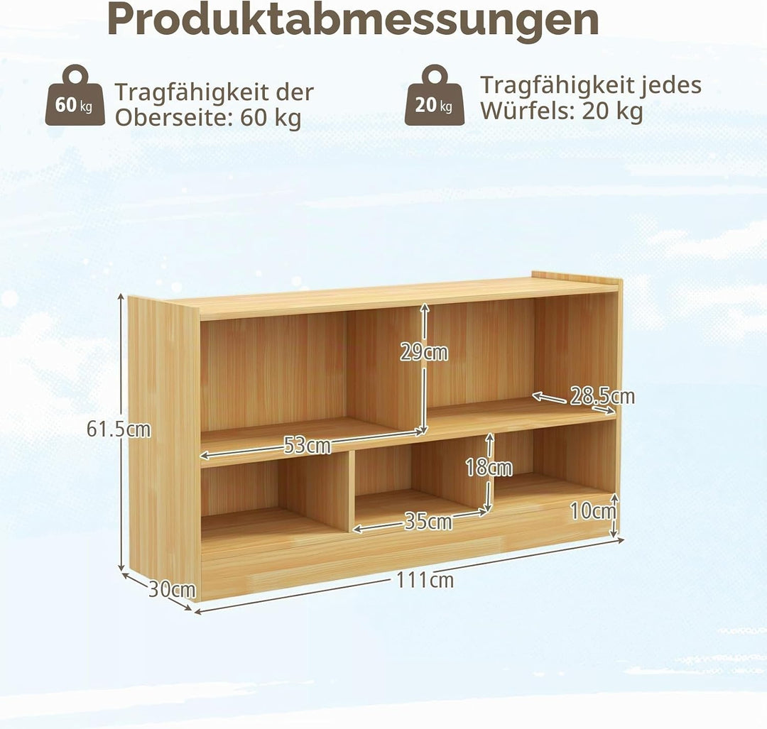 KOMFOTTEU Spielzeugschrank Kinder, Spielzeugregal mit 5 Fächer in 2 verschiedenen Grössen, Kinderreg