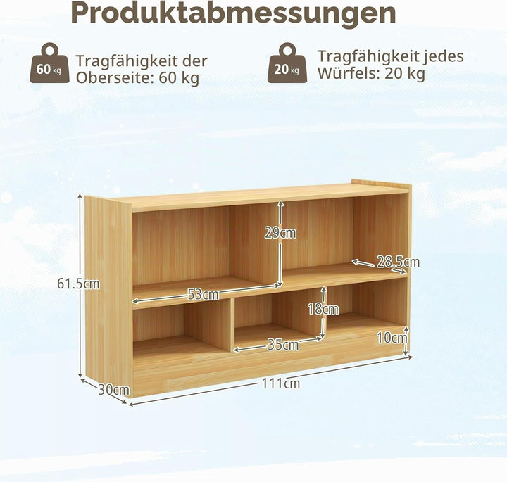 KOMFOTTEU Spielzeugschrank Kinder, Spielzeugregal mit 5 Fächer in 2 verschiedenen Grössen, Kinderreg
