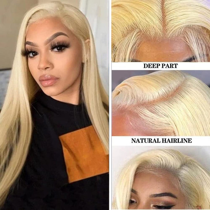 Echthaar Perücke Frauen 613 Wig Human Hair 22 Inch Blonde Lace Front Wig Human Hair Glatt Perücke fü