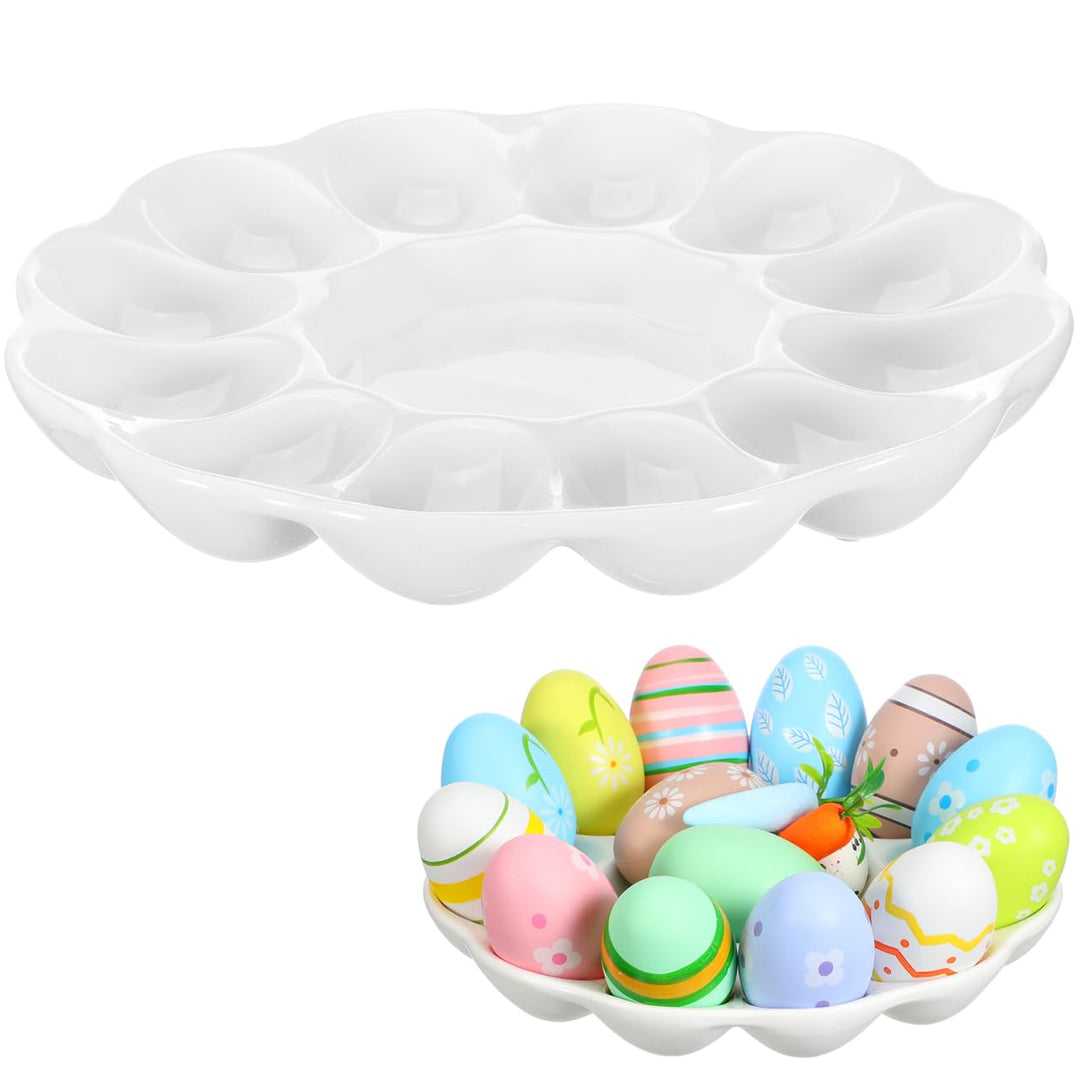 Cabilock Eierplatte Keramik Für Gefüllte Eier Servierteller Für Osterfeiern Praktischer Eierhalter F