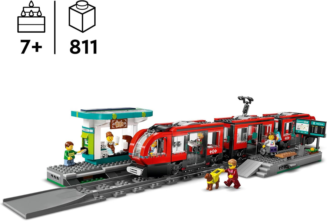 Lego City Strassenbahn mit Haltestelle (60423): Lego Strassenbahn mit Lego Schienen Erweiterung (602