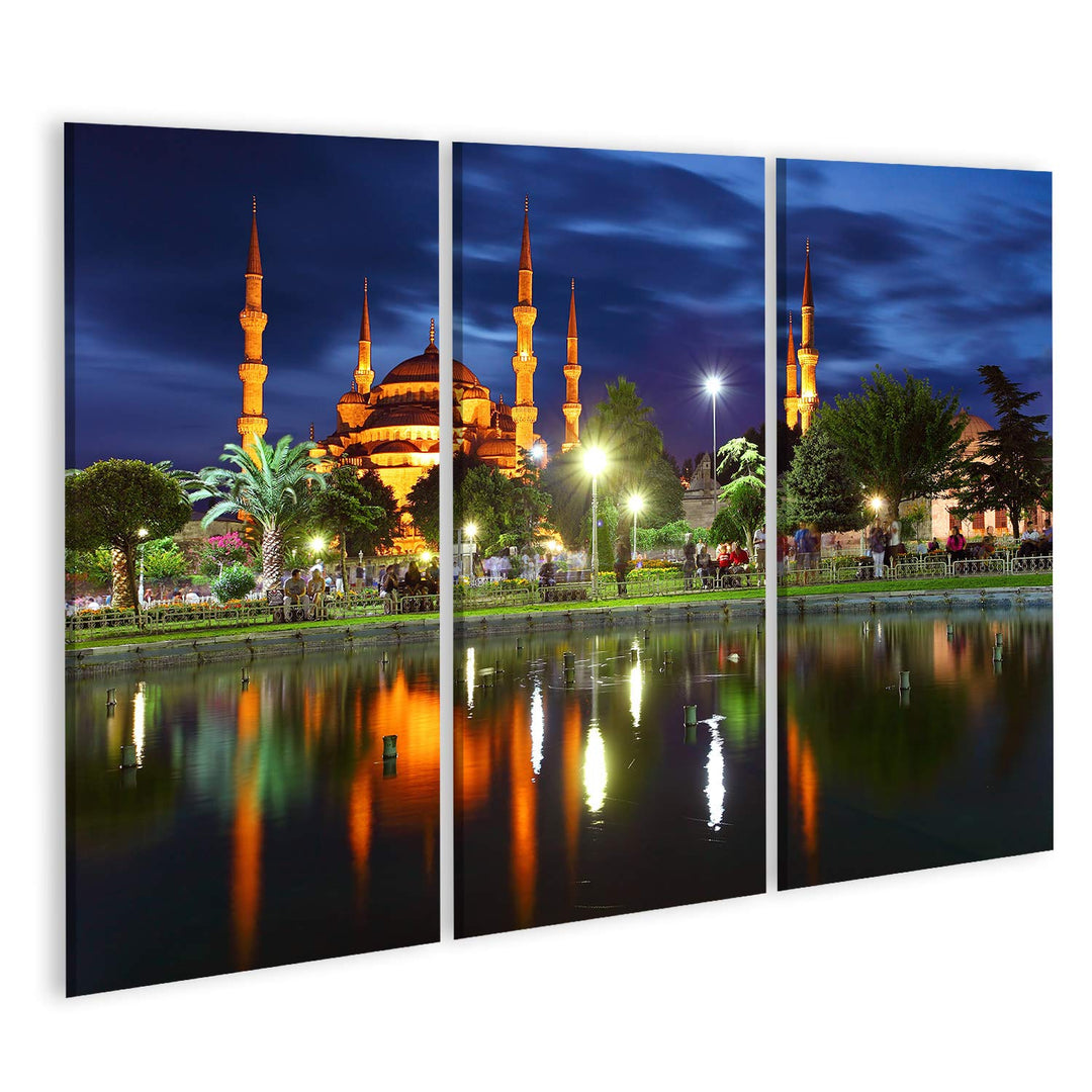 Bild Bilder auf Leinwand Blaue Moschee - Istanbul Türkei Wandbild Poster Leinwandbild RAJ 130x80cm -