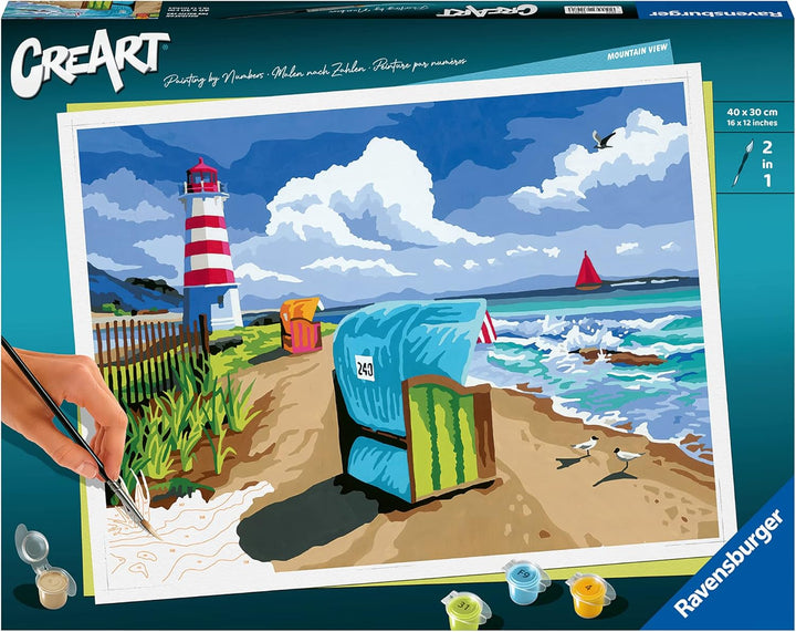 Ravensburger CreArt 23547 - Urlaub an der Ostsee - Malen nach Zahlen Erwachsene, DIY Malset mit Pins