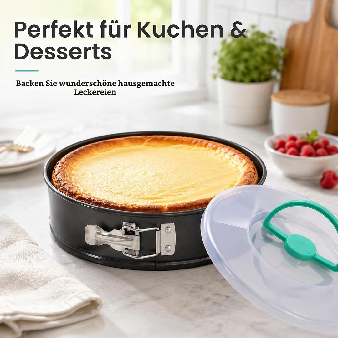 FARYODI Kuchenform Rund, Springform 28 cm rund aus Karbonstahl mit Granitbeschichtung, Backform mit