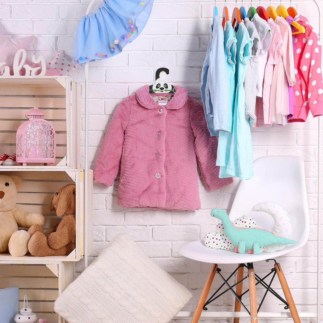 Relaxdays 60 x Kinderkleiderbügel, Panda Design, Kleiderbügel Mädchen & Jungen, recycelter Karton, s