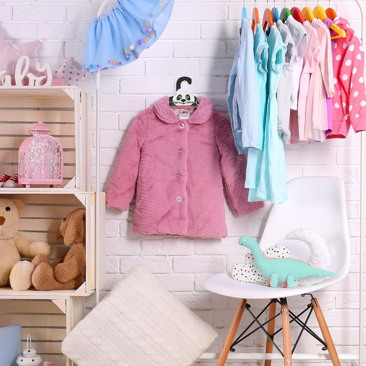 Relaxdays 60 x Kinderkleiderbügel, Panda Design, Kleiderbügel Mädchen & Jungen, recycelter Karton, s