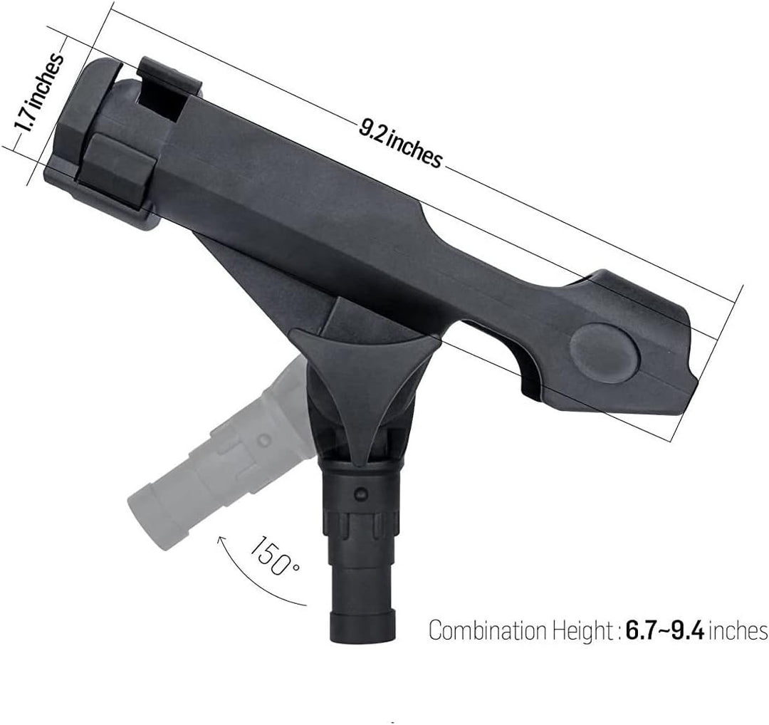2 Stück Baitcaster/Spinnrutenhalter mit seitlicher Deckhalterung Schwarz, Schwarz