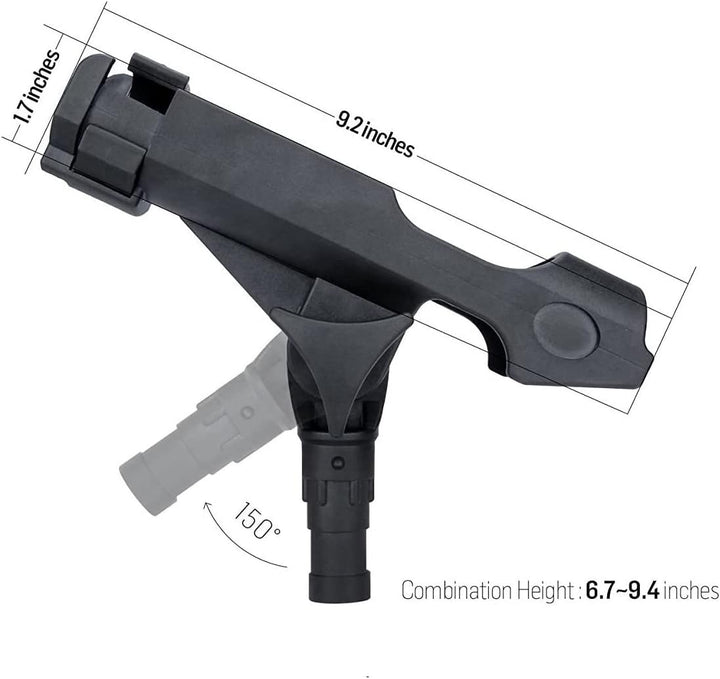 2 Stück Baitcaster/Spinnrutenhalter mit seitlicher Deckhalterung Schwarz, Schwarz