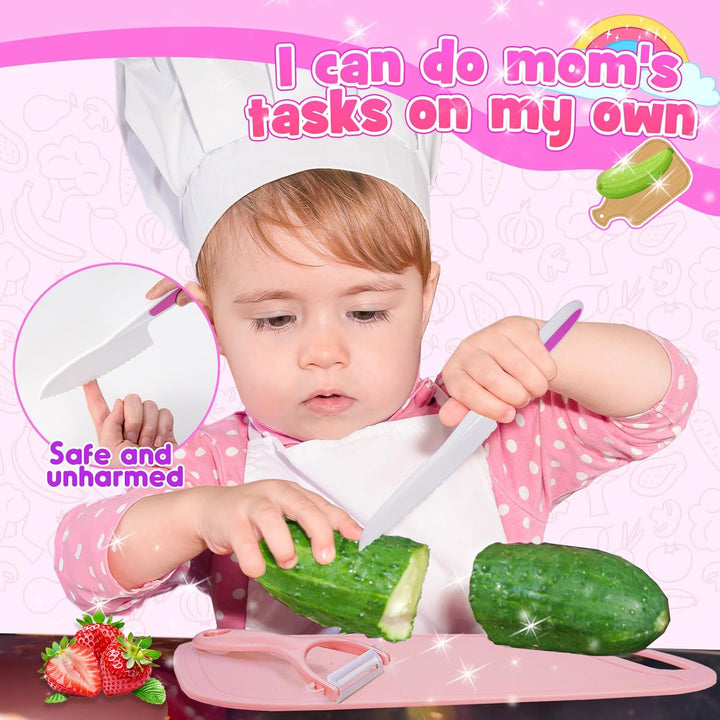 JoltJive Kindermesser, Kindermesser ab 1 2 3 4 5 6 jahre Kinderküche mit Faltbarer Aufbewahrungsbox