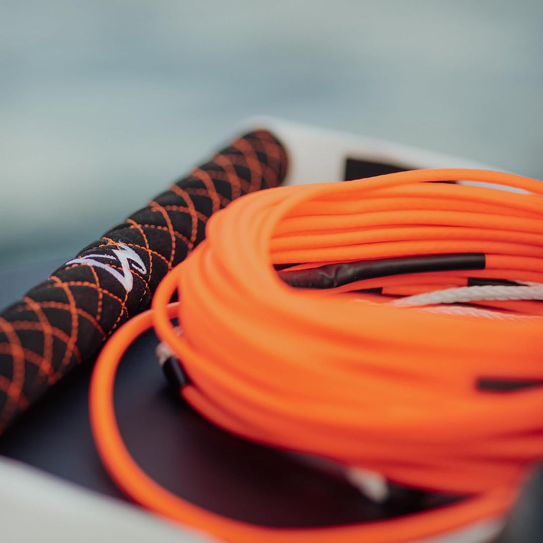 Mesle Wakeboard Leine Ten 80', Silikon-Seil ohne Stretch, 7 Sections schwimmend orange, orange