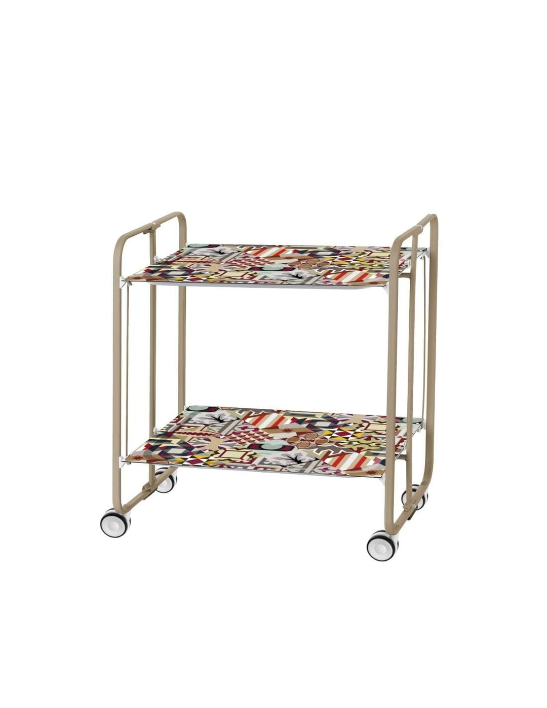 Don Hierro - Servierwagen Sandfarbe, Klappbar, 2 Böden, Rollwagen, Metall, BAUHAUS-35 66 x 43 x 72 c