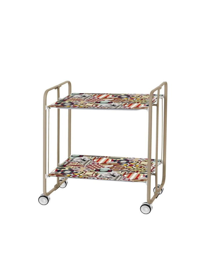 Don Hierro - Servierwagen Sandfarbe, Klappbar, 2 Böden, Rollwagen, Metall, BAUHAUS-35 66 x 43 x 72 c